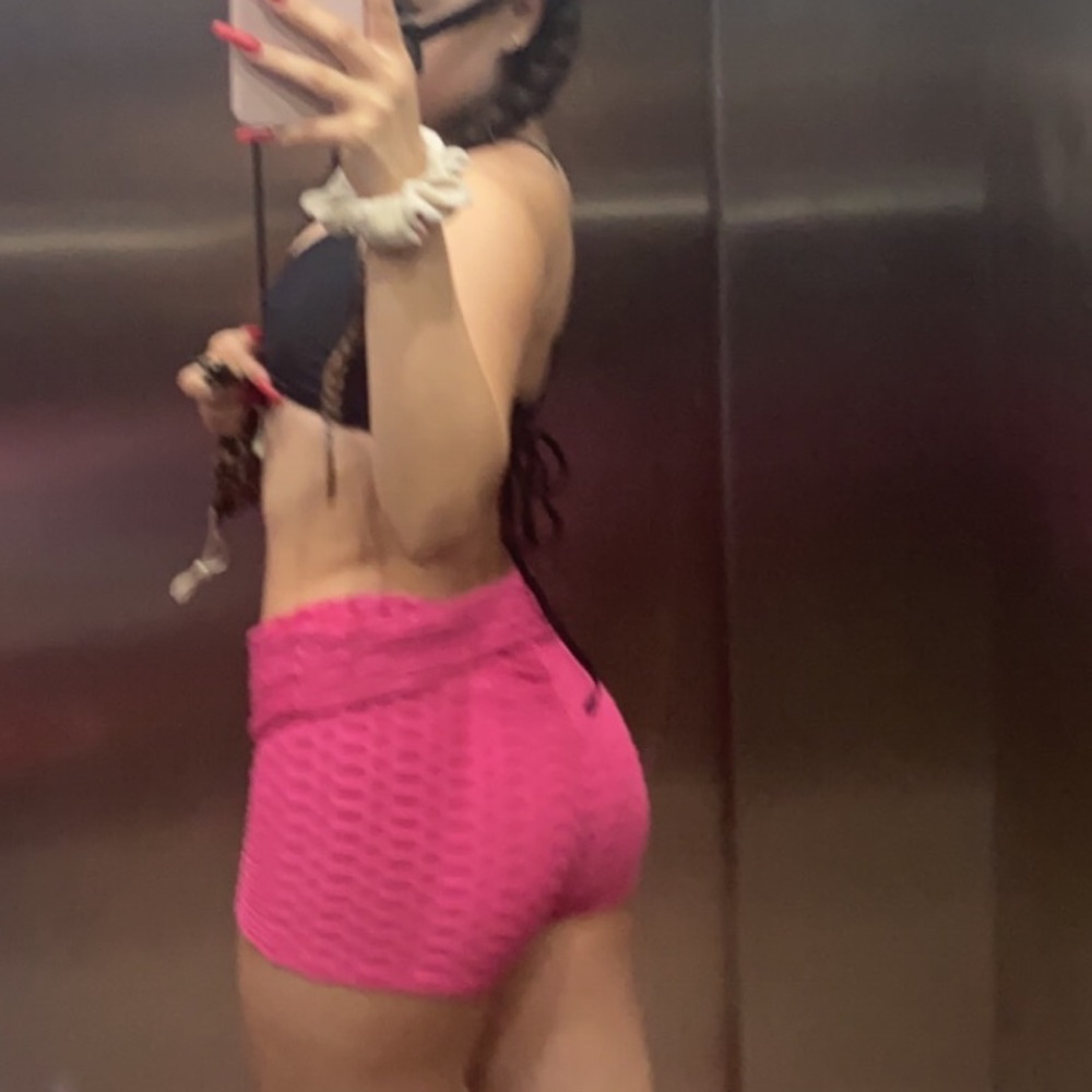 Neon pink workout shorts